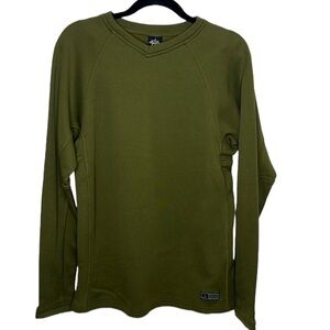 Prana Green V-Neck Thick Base Layer Long Sleeve Shirt Men's Sz L